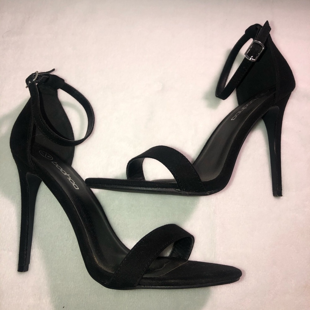 Black high heels.